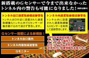 新搭載のGセンサーで今まで出来なかったトンネル内の警告も可能になりました！